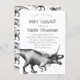 Dinocorn Silver | Niedliche Babydusche mit langer  Einladung
