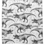 Dinocorn Silver Pattern | Fantasy Black and White Duschvorhang (Vorderseite)