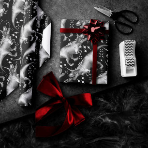 Dinocorn Silver Pattern   Fantasy Black and White Geschenkpapier