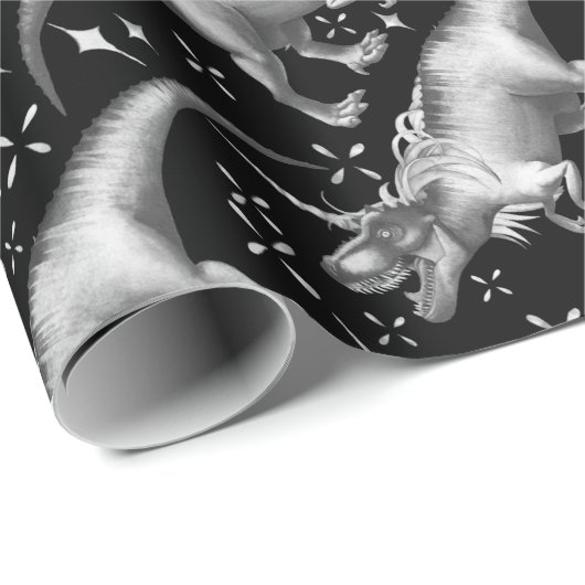 Dinocorn Silver Pattern | Fantasy Black and White Geschenkpapier (Rolleneckpunkt)