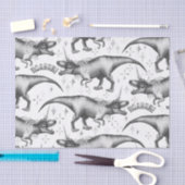Dinocorn Silver Pattern | Fantasy Black and White Seidenpapier (Handwerk)