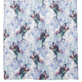 Dinocorn Wolken | Mystical Unicorn Horned Dinosaur Duschvorhang (Vorderseite)