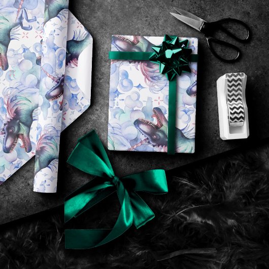 Dinocorn Wolken | Mystical Unicorn Horned Dinosaur Geschenkpapier