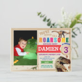 Dinodaur Birthday Einladung Dino Trex Einladung (Stehend Vorderseite)