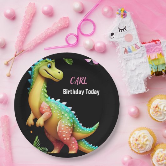Dinomädchen Pappteller (Party)
