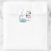 Dinomit Valentine Quadratischer Aufkleber (Tasche)