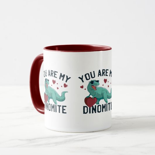 Dinomit Valentine Spaß T-Rex Tasse (Vorderseite Links)