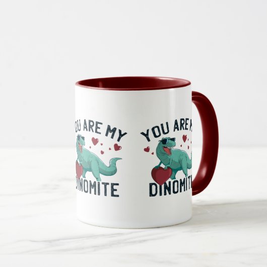 Dinomit Valentine Spaß T-Rex Tasse (VorderseiteRechts)
