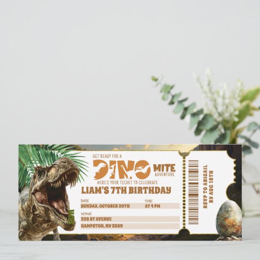 Dinomite Jurassic Birthday Ticket (Stehend Vorderseite)