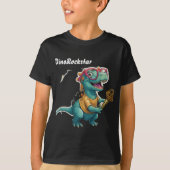 DinoRockstar-Dinosaurier mit Brille und goldenem M T-Shirt (Vorderseite)