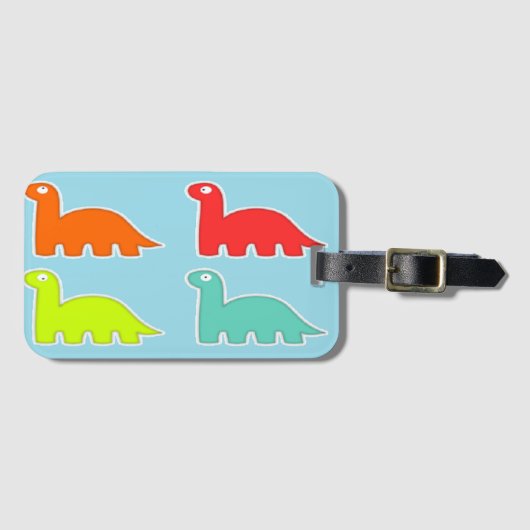 Dinos auf blau gepäckanhänger (Vorderseite (Horizontal))