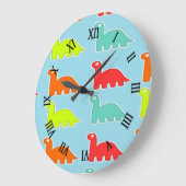 Dinos auf blau große wanduhr (Winkel)