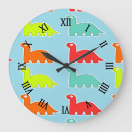 Dinos auf blau große wanduhr