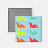 Dinos auf blau magnet (Vorderseite/Rückseite)
