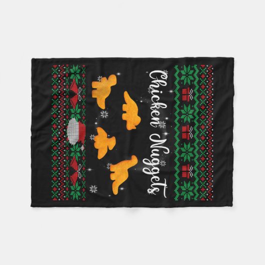 Dinos Chicken Nuggets Ugly Christmas Sweater Funny Fleecedecke (Vorderseite (Horizontal))