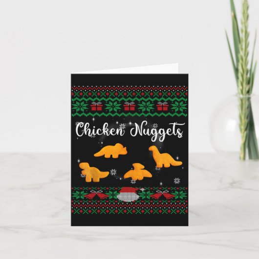 Dinos Chicken Nuggets Ugly Christmas Sweater Funny Karte (Vorderseite)