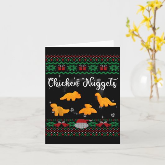 Dinos Chicken Nuggets Ugly Christmas Sweater Funny Karte (Gelbe Blume)