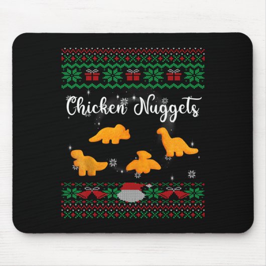 Dinos Chicken Nuggets Ugly Christmas Sweater Funny Mousepad (Vorne)