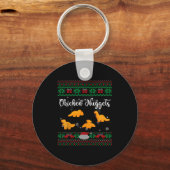 Dinos Chicken Nuggets Ugly Christmas Sweater Funny Schlüsselanhänger (Vorderseite)
