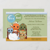 Dinos DINOSAUR Baby Dusche Einladung Junge DAPC (Vorne/Hinten)