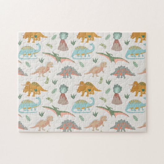 Dinos Kinder Handgezeichnet Boho Dinosaurier Muste Puzzle (Horizontal)