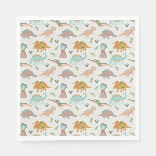 Dinos Kinder Handgezeichnet Boho Dinosaurier Muste Serviette (Vorderseite)