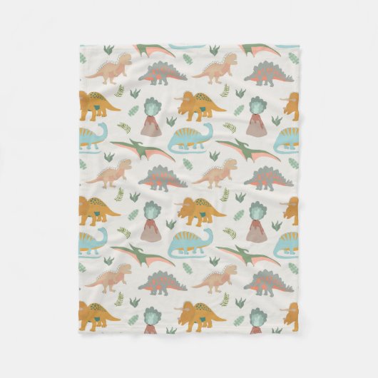 Dinos Kinder Handgezeichnet Boho Dinosaurier Schla Fleecedecke (Vorderseite)