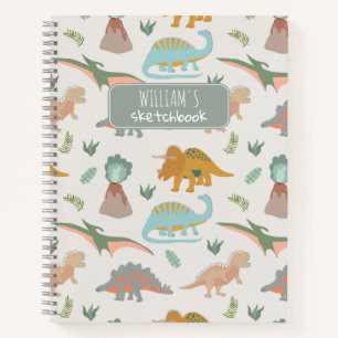 Dinos Kinder Handgezeichnet Boho Dinosaurier Skizz Notizblock