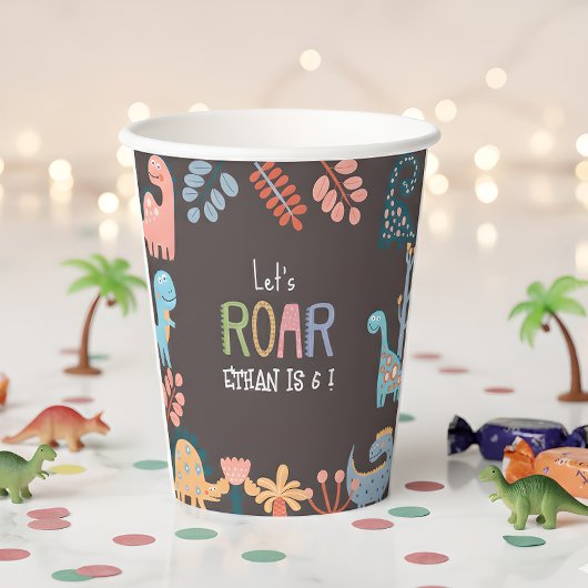 Dinos lassen Sie uns Kindergeburtstag rauschen Pappbecher