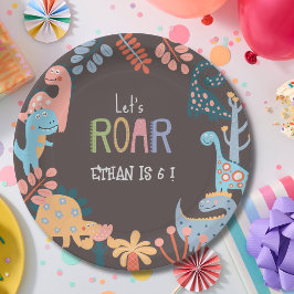 Dinos lassen Sie uns Kindergeburtstag rauschen Pappteller