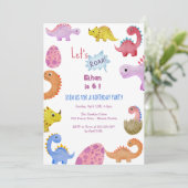 Dinos lasst uns Kindergeburtstag einladen Einladung (Stehend Vorderseite)