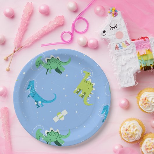Dinos Space Dinosaurier kids Pattern Geschenk Nied Pappteller (Party)