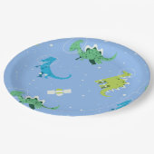 Dinos Space Dinosaurier kids Pattern Geschenk Nied Pappteller (Schrägansicht)