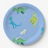 Dinos Space Dinosaurier kids Pattern Geschenk Nied Pappteller (Vorderseite)