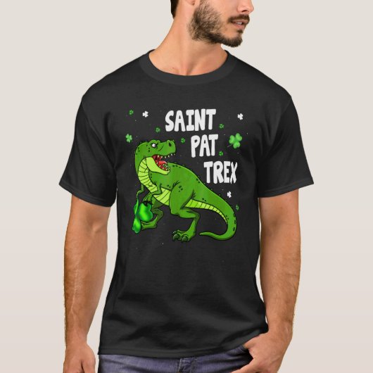 Dinosarus Saint Pax Trex Happy St Patrick's Day Lu T-Shirt (Vorderseite)