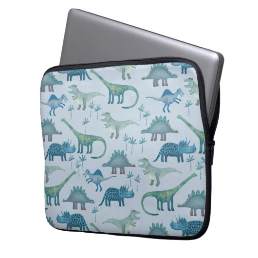 Dinosau Blue Pattern Laptopschutzhülle (Vorderseite Links)