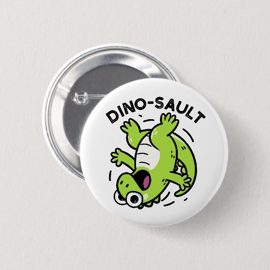 Dinosault Funny Dinosaur Pun Button (Vorne & Hinten)