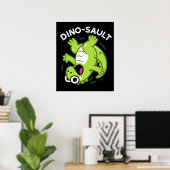 Dinosault Funny Dinosaur Pun Dark BG Poster (Heimbüro)