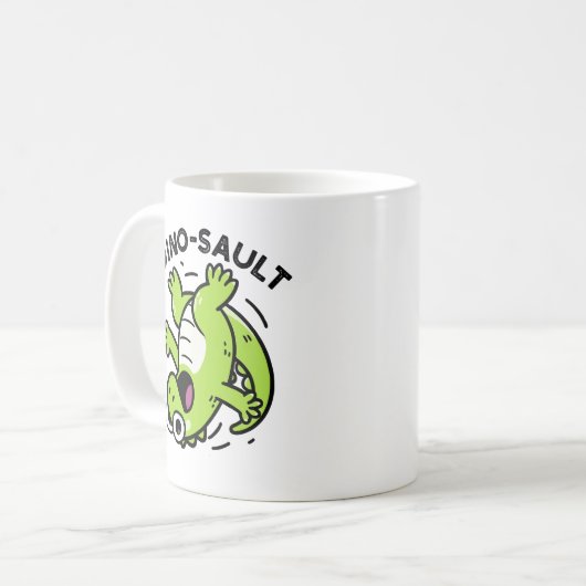 Dinosault Funny Dinosaur Pun Kaffeetasse (Vorderseite Links)
