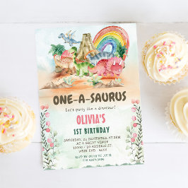 Dinosaur 1-A-Saurus 1. Geburtstags-Party Einladung