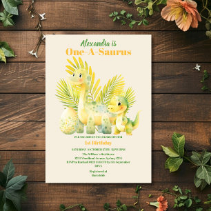 Dinosaur 1-A-Saurus 1. Geburtstags-Party Einladung