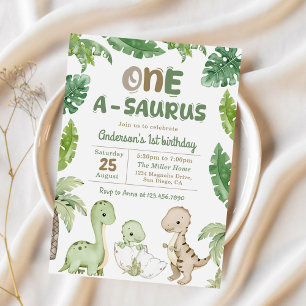 Dinosaur 1-A-Saurus 1. Geburtstags-Party Einladung