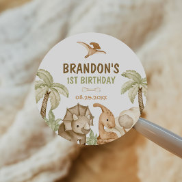 Dinosaur 1-A-Saurus 1. Geburtstags-Party Runder Aufkleber