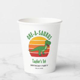 Dinosaur 1-A-Saurus Gender Neutral 1. Geburtstag Pappbecher