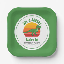 Dinosaur 1-A-Saurus Gender Neutral 1. Geburtstag Pappteller