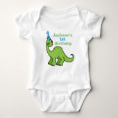 Dinosaur 1. Geburtstag Custom Baby Strampler (Vorderseite)