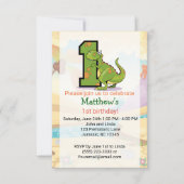 Dinosaur 1. Geburtstag Custom Einladung (Vorderseite)