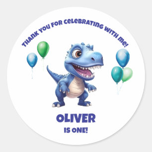 Dinosaur 1. Geburtstag Danke Aufkleber Junge