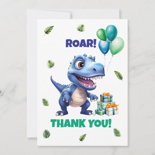 Dinosaur 1. Geburtstag Danke Karte Junge - Individ (Vorderseite)