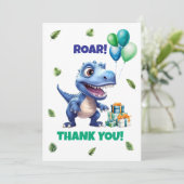 Dinosaur 1. Geburtstag Danke Karte Junge - Individ (Stehend Vorderseite)